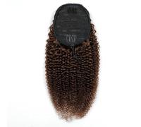 JIANBOHAIRS Coda di cavallo afro riccia crespa con capelli umani, densità 150, extension con coulisse e capelli vergini brasiliani for donne nere Daily Wear(Light Brown,22inch)