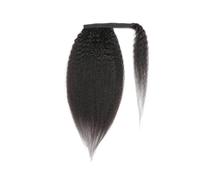 JIANBOHAIRS Coda Di Cavallo Liscia E Crespa Con Capelli Umani, Con Avvolgimento, Extension For Capelli Brasiliani Con Clip, Coda Di Cavallo Yaki Ondulata, Colore Nero Naturale Daily Wear(22inch 110g)