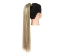 JIANBOHAIRS Codino avvolgente biondo lungo liscio sopra la testa coda di cavallo sintetica estensione dei capelli lisci con clip in parrucca finta Daily Wear(Dirty blonde,32inches)