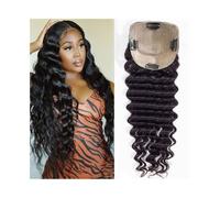 JIANBOHAIRS Deep Wave Human Hair Toppers for Women, Breathable 5"x5" Swiss Lace Base 8"-22" Clip In Wave Curly HairPieces for Thinning Hair(20inches)