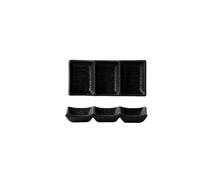 JIANBOHAIRS Dipping Bowls Ceramic Dual Soy Sauce Dish 7.6 Inch Style Sushi Sauce Cups Divided Serving Tray Dipping Plates for Kitchen for Seasoning, Appetizer, Vinegar, Ketchup(Black,Large)