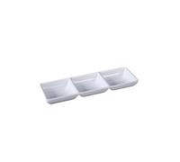 JIANBOHAIRS Dual Dipping Sauce Bowls Soy Sauce Dish Bowls Two Compartments Party Trays Divided Fondue Plates for Restaurant Kitchen Sushi Soy (White) for Seasoning, Appetizer, Vinegar, Ketchup