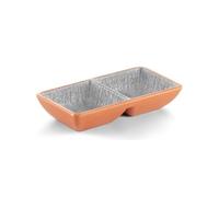 JIANBOHAIRS Dual Soy Sauce Dish Dipping Bowls Divided Dishes for Sushi,Two Compartments Plate Appetizer Serving Tray for Seasoning, Appetizer, Vinegar, Ketchup(Orange)