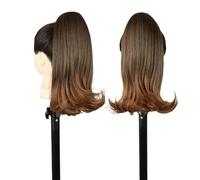 JIANBOHAIRS Estensione dei capelli coda di cavallo corta con coulisse da 14 pollici for donne nere, coda di cavallo dritta con riccioli finali Posticci finti sintetici Daily Wear(T1B-30)