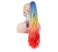 JIANBOHAIRS Estensioni dei capelli ricci a coda di cavallo da 24 pollici a onda lunga for donna, soffice parrucchino sintetico dall'aspetto naturale for l'uso quotidiano Daily Wear(JCOS09-E9)