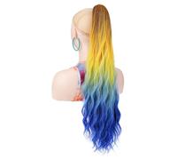 JIANBOHAIRS Estensioni dei capelli ricci a coda di cavallo da 24 pollici a onda lunga for donna, soffice parrucchino sintetico dall'aspetto naturale for l'uso quotidiano Daily Wear(JCOS09-E10)