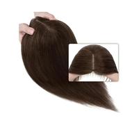 JIANBOHAIRS Estensioni dei capelli umani lisci per donna, 8 x 10 cm, parte centrale, nodo singolo, base mono, gancio a mano, estensione clip per capelli per thinning (Medium Brown,6inch)