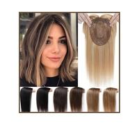 JIANBOHAIRS Extension for capelli umani con frangia, base in seta, 12×13 cm, con clip, lisce, for donne con capelli diradati for Thinning Hair(Platinum Blonde,10inch)