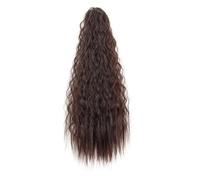 JIANBOHAIRS Extension for coda di cavallo riccia e ondulata lunga 22 pollici, clip in capelli sintetici con coulisse, for donna Daily Wear(Dark brown)