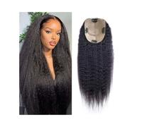 JIANBOHAIRS Kinky Straight Hair Topper for Women with ThinningHair, 5"*5" Swiss Lace Base Natural Black Clip In HairPiece for Thinning Hair(22inches)