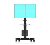 JIANBOHAIRS Monitor Stand Quad Screen Monitor Computer Cart, Mobile Standing Desk with Wheels, Workstation with Keyboard Tray, CPU Holder, and Adjustable Screen Mount for Office(17"-24")
