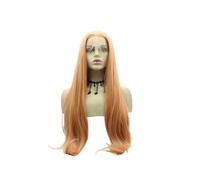 JIANBOHAIRS Parrucca arancione da 24 pollici for donna con riga centrale, capelli sintetici ondulati, for feste quotidiane e uso quotidiano di Halloween for Thinning Hair