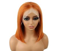 JIANBOHAIRS Parrucca Bob Arancione Zenzero Capelli Umani 13X4 HD Trasparente Frontale in Pizzo Indossa e Vai Parrucche Senza Colla for Thinning Hair(Ginger Orange-150%,10inch)
