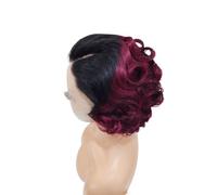 JIANBOHAIRS Parrucca Bob da 10 pollici con capelli umani, 13x4 HD, frontale in pizzo, onda sciolta, senza colla, densità 180, for donne for Thinning Hair(Black roots wine red)