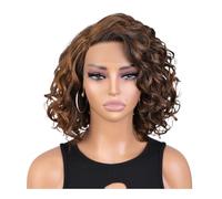 JIANBOHAIRS Parrucca Bob Ondulata 13x6x1 con Parte a C, Parrucca Frontale in Pizzo Laterale for Donna, Capelli Brasiliani Remy, Capelli Umani Senza Colla for Thinning Hair(Brown)