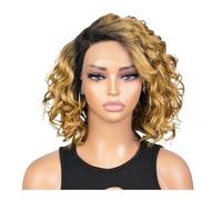 JIANBOHAIRS Parrucca Bob Ondulata 13x6x1 con Parte a C, Parrucca Frontale in Pizzo Laterale for Donna, Capelli Brasiliani Remy, Capelli Umani Senza Colla for Thinning Hair(Blonde)