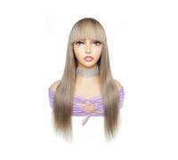 JIANBOHAIRS Parrucca completamente liscia realizzata a macchina con frangia Parrucca biondo miele Parrucche for capelli Remy castano zenzero for donne for Thinning Hair(Medium Ash Brown,12INCHES)