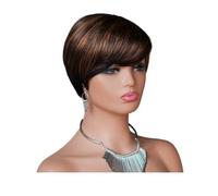 JIANBOHAIRS Parrucca corta pixie da 6 pollici per donne nere, parrucca brasiliana a gradini senza colla per l'uso quotidiano per capelli Thinning (P1B/30)