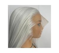 JIANBOHAIRS Parrucca da costume antico for donna, parrucche lunghe e dritte in pizzo frontale for cosplay, densità 150 for Thinning Hair(Sliver Gray,18inch)