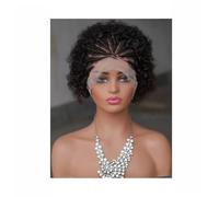 JIANBOHAIRS Parrucca di capelli umani ricci 13x4 con pizzo frontale pre-pizzicato e pre-treccia for donne nere, densità 250 for Thinning Hair(1B)