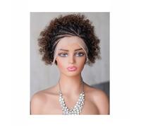 JIANBOHAIRS Parrucca di capelli umani ricci 13x4 con pizzo frontale pre-pizzicato e pre-treccia for donne nere, densità 250 for Thinning Hair(T1B-4)