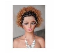 JIANBOHAIRS Parrucca di capelli umani ricci 13x4 con pizzo frontale pre-pizzicato e pre-treccia for donne nere, densità 250 for Thinning Hair(T1B-30)