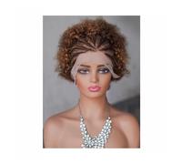 JIANBOHAIRS Parrucca di capelli umani ricci 13x4 con pizzo frontale pre-pizzicato e pre-treccia for donne nere, densità 250 for Thinning Hair(P4-30)