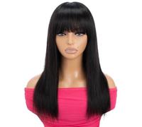 JIANBOHAIRS Parrucca diritta alla moda con frangia, parrucca di capelli umani 3x1 in pizzo sul cuoio capelluto for parrucche da donna senza colla