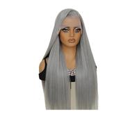 JIANBOHAIRS Parrucca Frontale In Pizzo HD Da 30 Pollici 13x4, Lunga E Liscia, Senza Colla for Donne, Pre-pizzicate, Resistenti Al Calore for Uso Quotidiano for Thinning Hair(Grey)