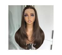 JIANBOHAIRS Parrucca frontale in pizzo sintetico da 22 pollici for donne, parrucca in pizzo pre-pizzicato e lisci for Thinning Hair(Chocolate Brown)