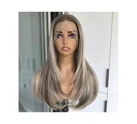 JIANBOHAIRS Parrucca frontale in pizzo sintetico da 22 pollici for donne, parrucca in pizzo pre-pizzicato e lisci for Thinning Hair(Highlight Blonde)