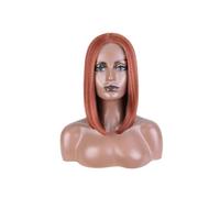 JIANBOHAIRS Parrucca frontale in pizzo sintetico, parrucca corta dritta da 12 pollici, parrucche for donne, parrucche cosplay for Thinning Hair(Orange-brown)