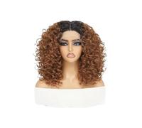 JIANBOHAIRS Parrucca riccia afro crespa corta da 16" Parrucche sintetiche frontali in pizzo da 13x4x1 pollice for donne for Thinning Hair(Brown)