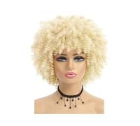 JIANBOHAIRS Parrucca riccia afro crespa for capelli corti con frangia Parrucche sintetiche africane for le donne for Thinning Hair(Blonde)
