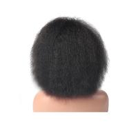 JIANBOHAIRS Parrucca sintetica corta da 6 pollici, liscia e crespa, resistente al calore for donne, parrucca afro africana completa for Thinning Hair(Natural black)