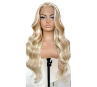 JIANBOHAIRS Parrucca sintetica in pizzo ondulato lungo 26 pollici con attaccatura dei capelli e riga centrale for feste quotidiane for Thinning Hair(Blonde Mixed Orange)