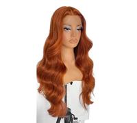 JIANBOHAIRS Parrucca sintetica ondulata lunga 66 cm (26") con riga al centro e bordo in pizzo, perfetta per l'uso quotidiano per capelli Thinning (Ginger Orange)