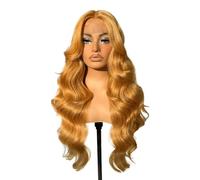 JIANBOHAIRS Parrucca sintetica ondulata lunga 66 cm (26 pollici) con riga al centro e bordo in pizzo, perfetta per l'uso quotidiano per capelli di Thinning (Honey Golden)