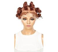 JIANBOHAIRS Parrucca sintetica trasparente con trecce in pizzo completo for donne nere, parrucche Bantu con trecce frontali in pizzo HD for Thinning Hair(Ginger Orange)