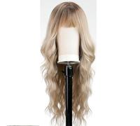 JIANBOHAIRS Parrucche a onda lunga da 26 pollici, parrucche ricce sintetiche resistenti al calore con frangia for donna for Thinning Hair(Blonde)