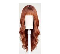 JIANBOHAIRS Parrucche a onda lunga da 26 pollici, parrucche ricce sintetiche resistenti al calore con frangia for donna for Thinning Hair(Orange)