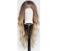 JIANBOHAIRS Parrucche a onda lunga da 26 pollici, parrucche ricce sintetiche resistenti al calore con frangia for donna for Thinning Hair(Blonde Highlight)