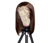 JIANBOHAIRS Parrucche Caschetto Corto Marrone Capelli Umani for Donna 13x4 HD Lace Pre Pizzicato Wear and Go Parrucca Glueless 180 Densità #4 Colore