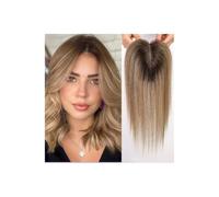JIANBOHAIRS Parrucche Con Frangia In Capelli Umani Da 4,5"x5", Pizzo Svizzero For Donne, For Coprire La Perdita Di O Le Aree Grigi (14 Pollici) for Thinning Hair(Ombre light Brown)