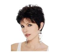 JIANBOHAIRS Parrucche corte e ondulate con taglio pixie riccio for donne bianche Parrucche sintetiche complete a strati for feste quotidiane for Thinning Hair(Dark brown)