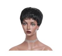 JIANBOHAIRS Parrucche corte for capelli umani for donne nere Bob Pixie Glueless Wig Nessuna parrucca frontale in pizzo con frangia for Thinning Hair