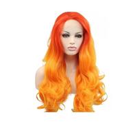 JIANBOHAIRS Parrucche frontali in pizzo sintetico con onda del corpo, 24 pollici, rosso-arancio, 2 toni, cosplay, parrucche in fibra resistente al calore for Thinning Hair