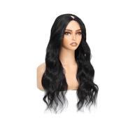 JIANBOHAIRS Parrucche ondulate con capelli umani da 8-34 pollici, parte a V/U, parrucca nera naturale adatta ai principianti for le donne, densità 180 for Thinning Hair(Natural Black V Part,26 inch)