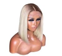 JIANBOHAIRS Parrucche senza colla da 10 pollici, castano chiaro ombré, bionde, da indossare e indossare, con chiusura in pizzo 4x4, for donne nere for Thinning Hair