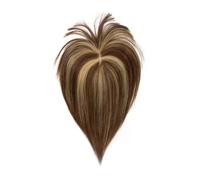 JIANBOHAIRS Topper con clip e frangia for donna, capelli umani Remy, base in seta, for capelli diradati for Thinning Hair(8inch,Brown to Caramel Blonde)